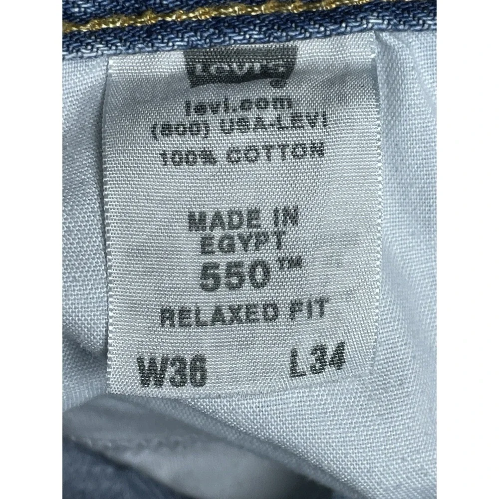 Levis‎ Mens Relaxed Fit 550 Jeans Light Wash Size 36x34 Thrashed, Stains